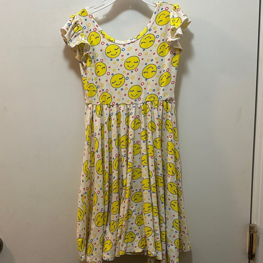 Dot Dot Smile Brand Smiley Face Kids Dress - Yellow and White Size 5/6